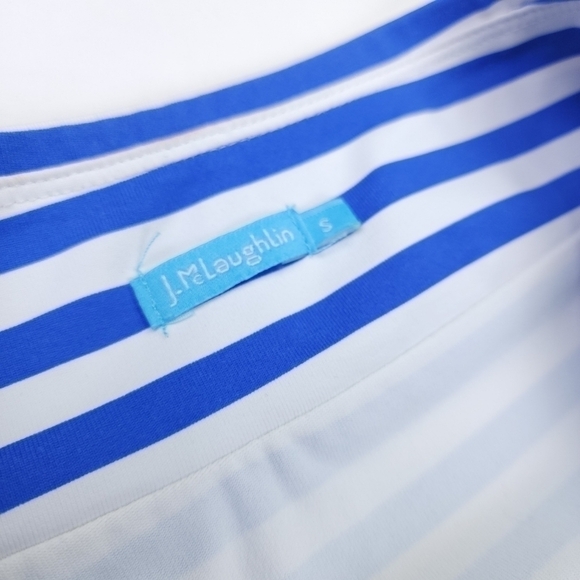 J. McLaughlin Blue White Stripe Layered Faux Wrap Skirt Sz S - Picture 5 of 12